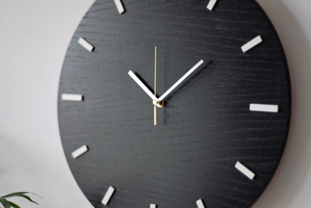 40 cm, zegar ścienny, czarny, nowoczesny zegar,