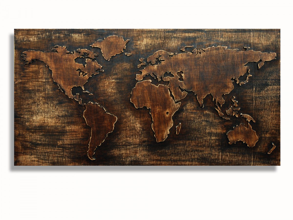Drewniana mapa świata 122 x 63 cm Drewniana mapa świata 122 x 63 cm
