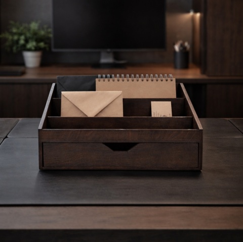 Gabinetowy przybornik na biurko - wenge