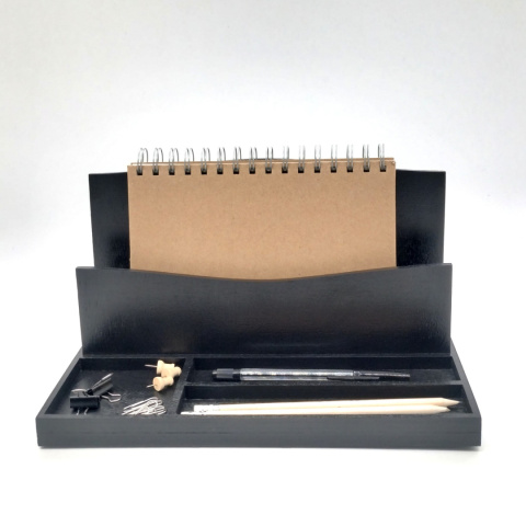 Organizer na biurko, klasyczna elegancja, czarny