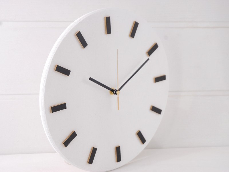 Scandi Clock - bezgłośny zegar drewniany 30 cm, Scandi Clock - bezgłośny zegar drewniany 30 cm,