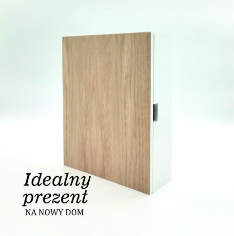 Skrzynka na klucze, biała + dąb