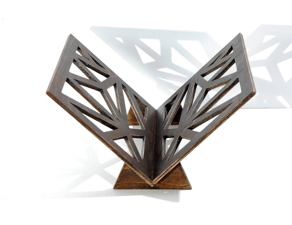 Stojak na gazety, geometryczny, drewniany, wenge Stojak na gazety, geometryczny, drewniany, wenge