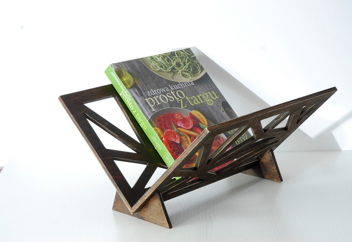 Stojak na gazety, geometryczny, drewniany, wenge Stojak na gazety, geometryczny, drewniany, wenge